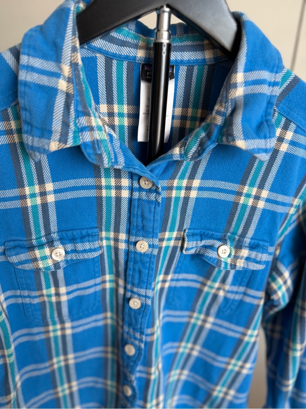 Patagonia Blue Plaid Button-Down Shirt, As is.
